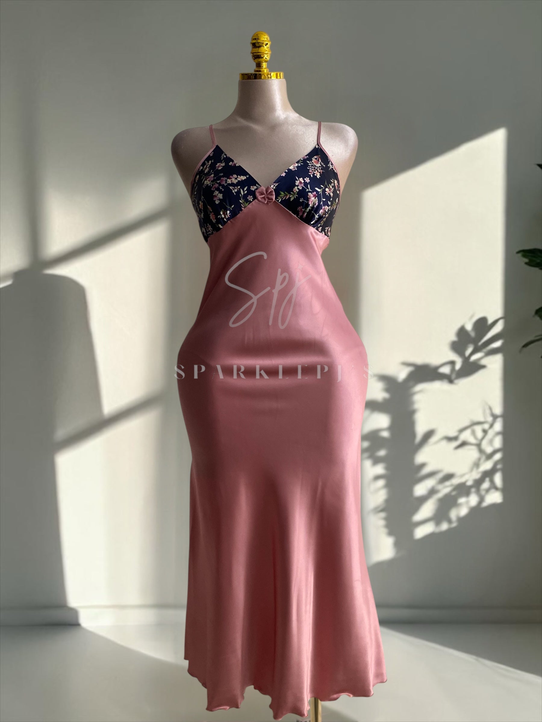 Romantic Floral Satin Nightdress & Robe Set