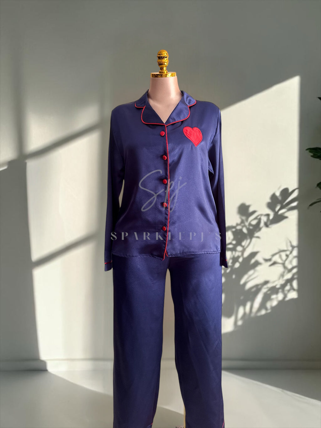 Heart Detail Satin Pajama