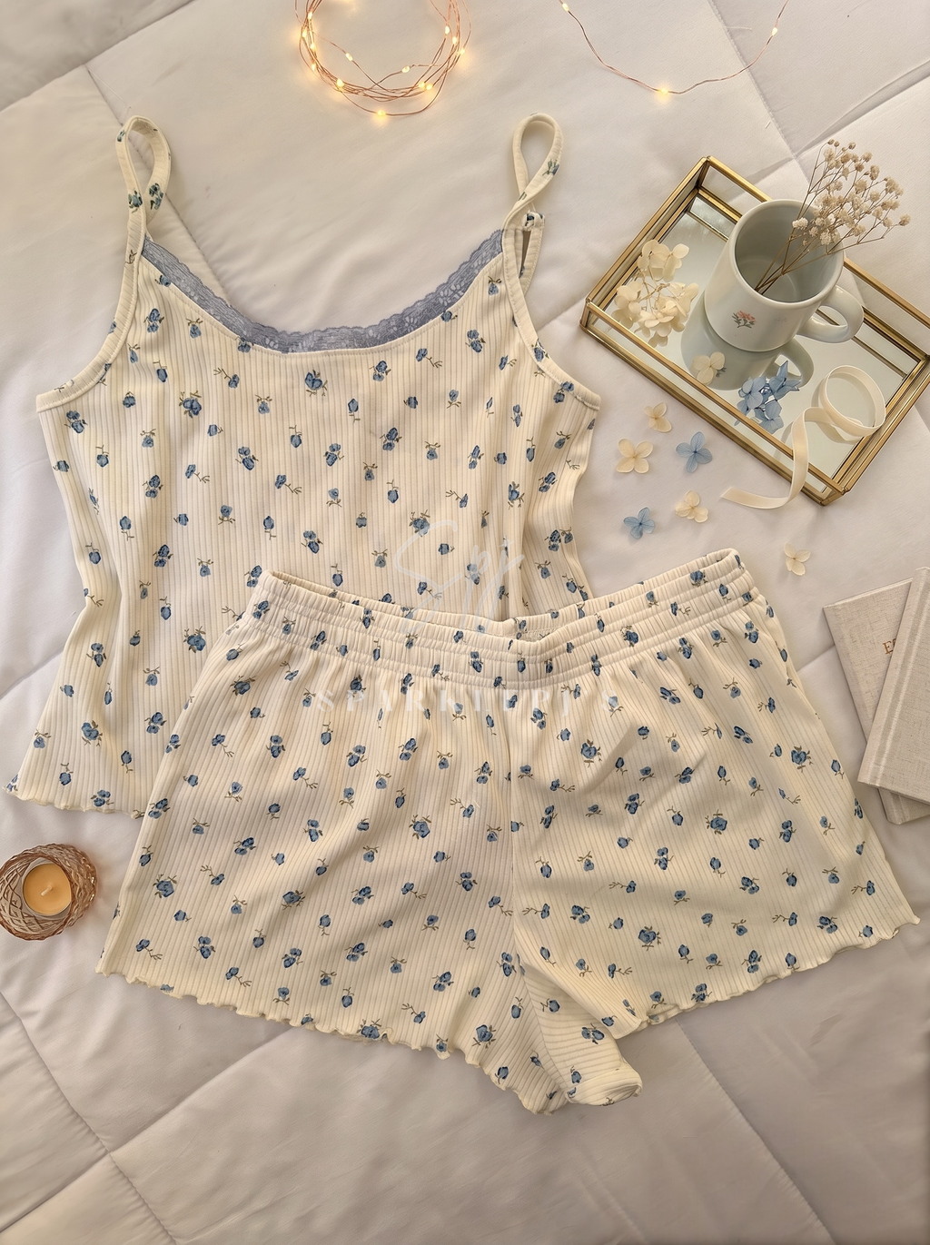 Daisy Bloom Ribbed Pajama Short