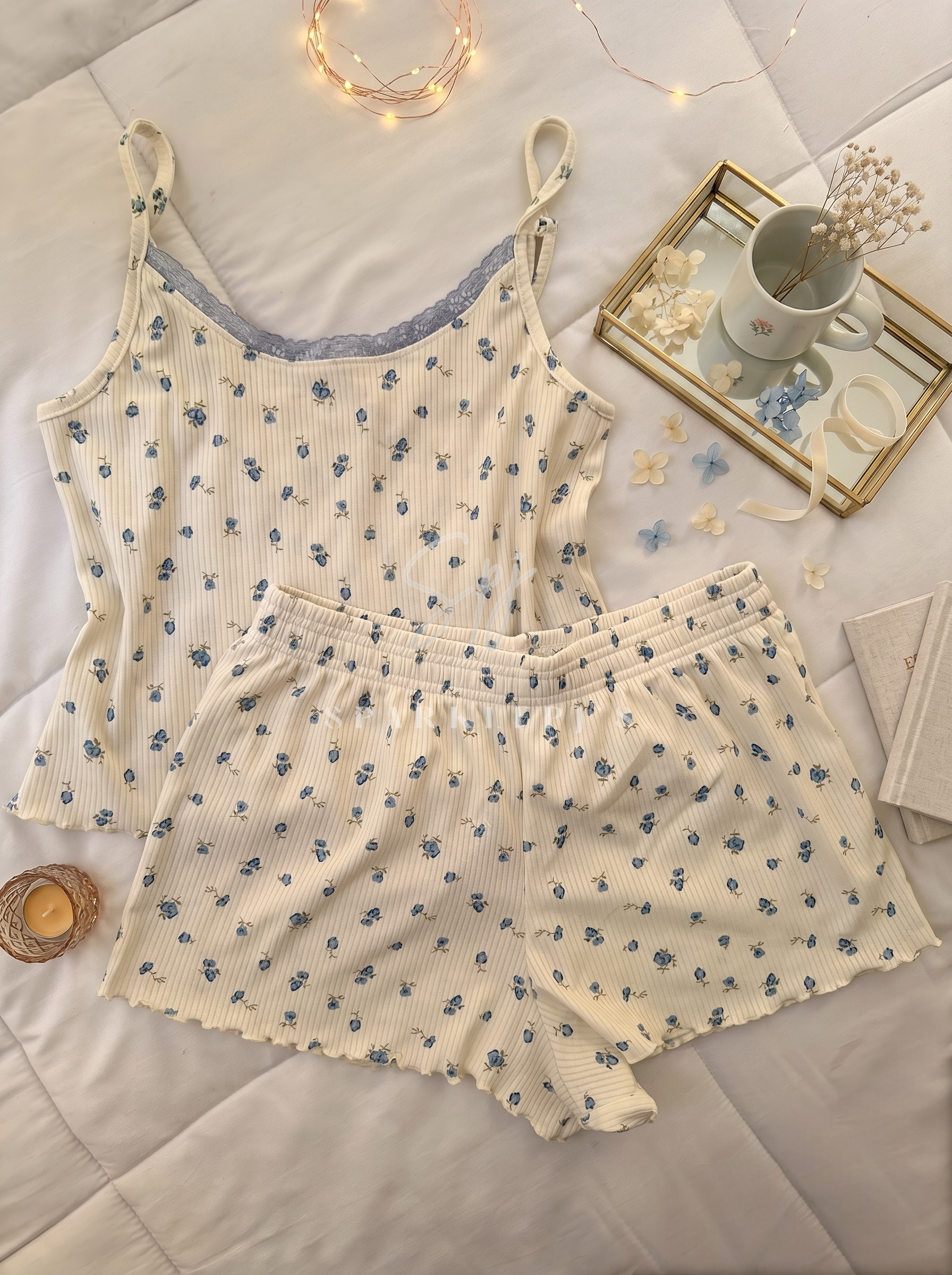 Daisy Bloom Ribbed Pajama Short