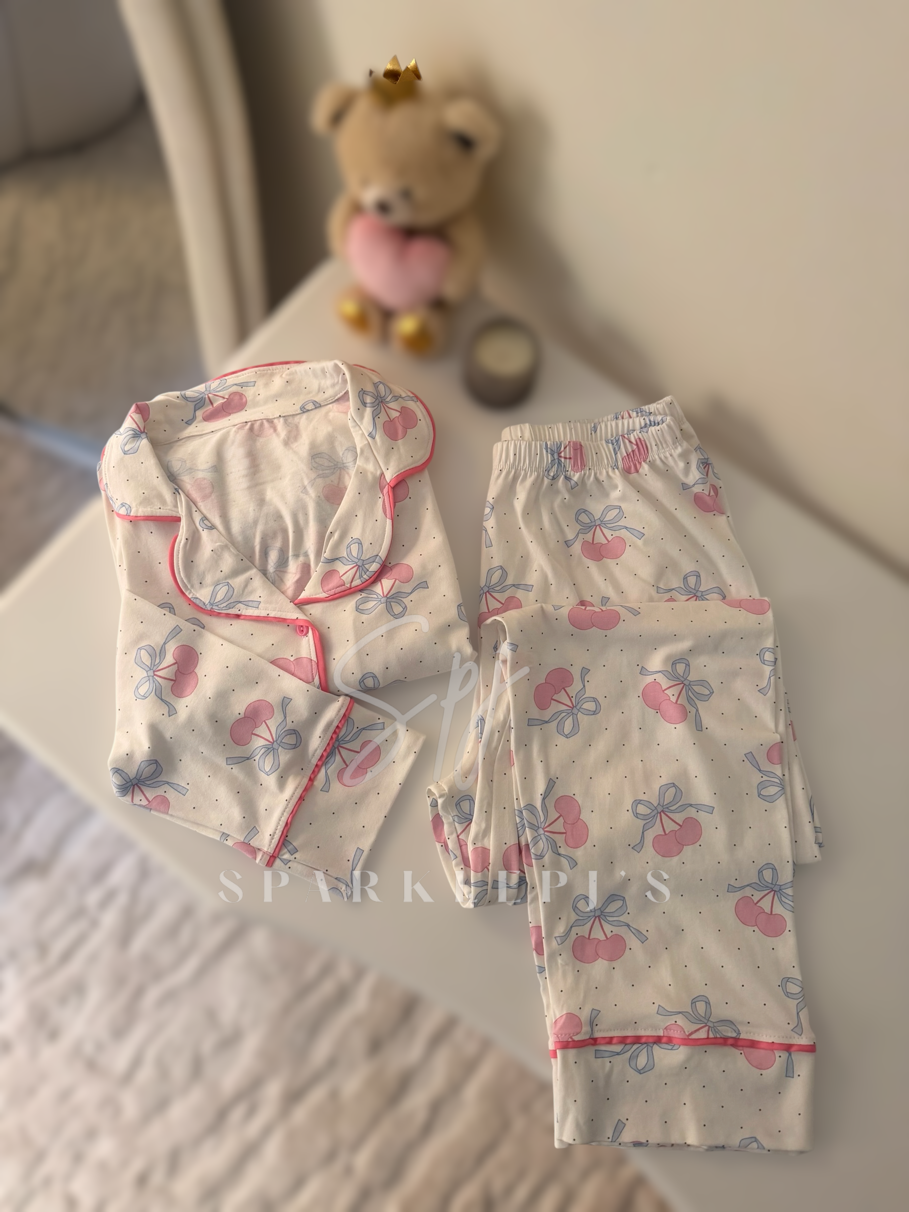Sweet Cherry Buttoned Pajama