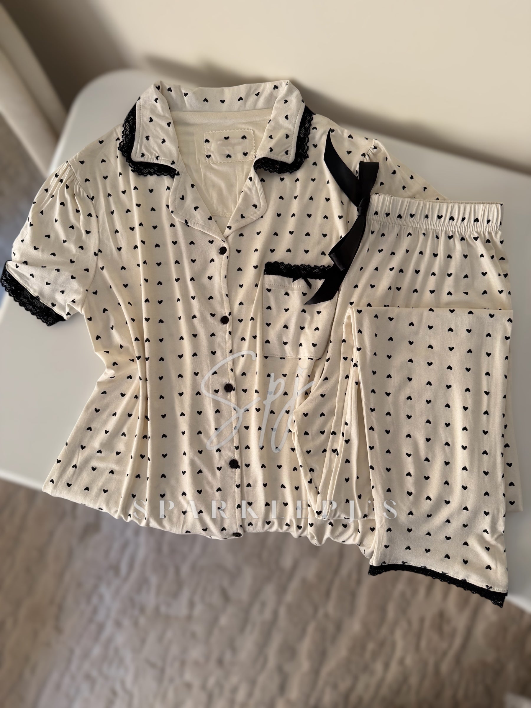 Heart Print Pajama Set