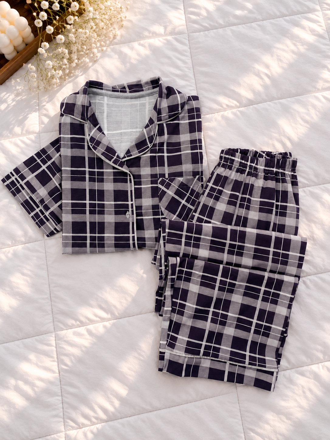 Elara Plaid Pajama Set