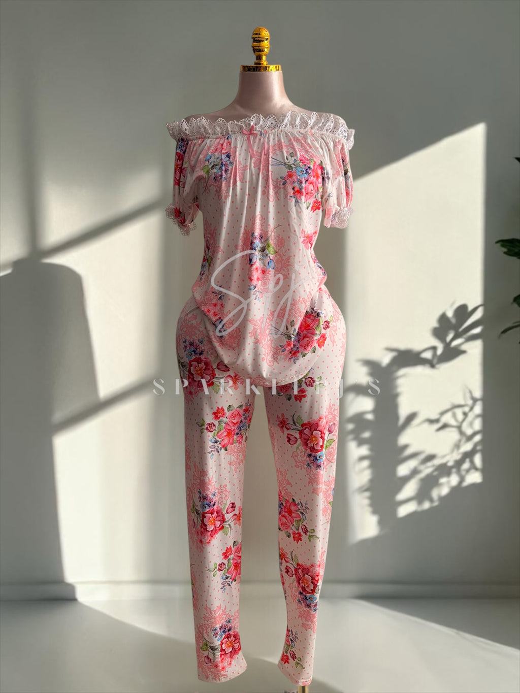 Floral Off-Shoulder Pajama Set