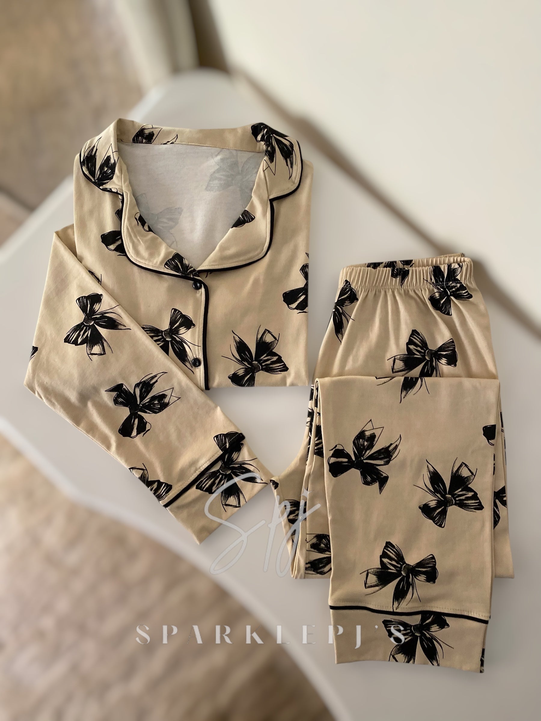 Stylish Ribbon Buttoned Pajama