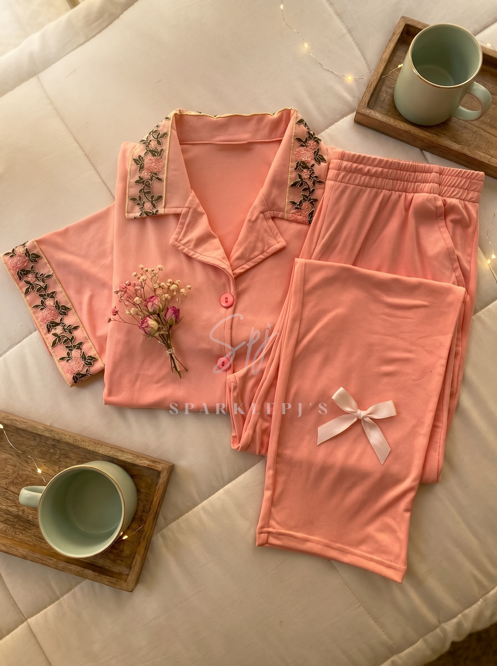 Blossom Trim Pajama Set