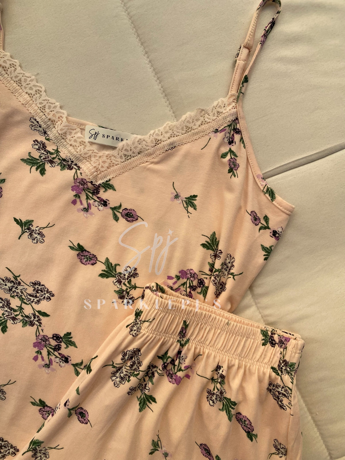 Floral Lace Short Pajama Set