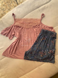 Blush Bloom Off-Shoulder Short Set 17415