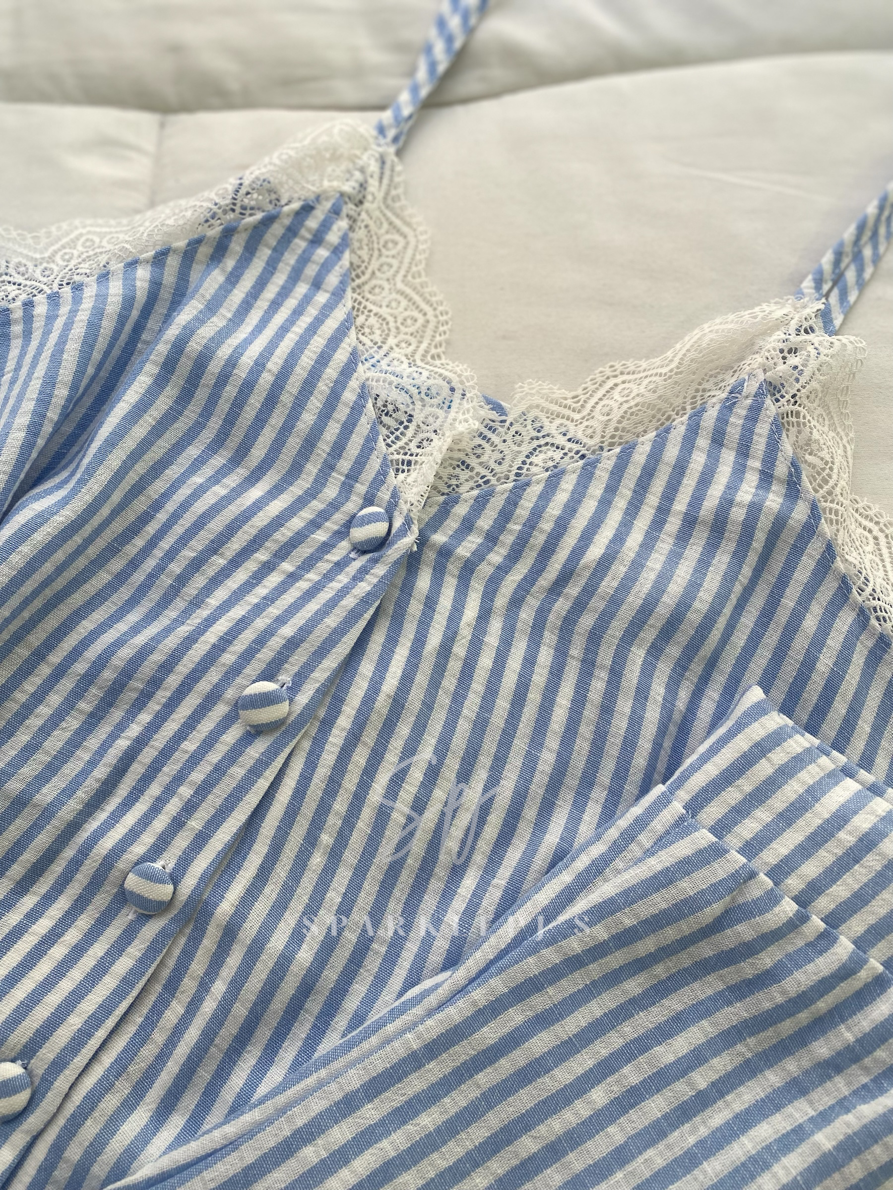 Blue Breeze Stripe Pajama Short Set