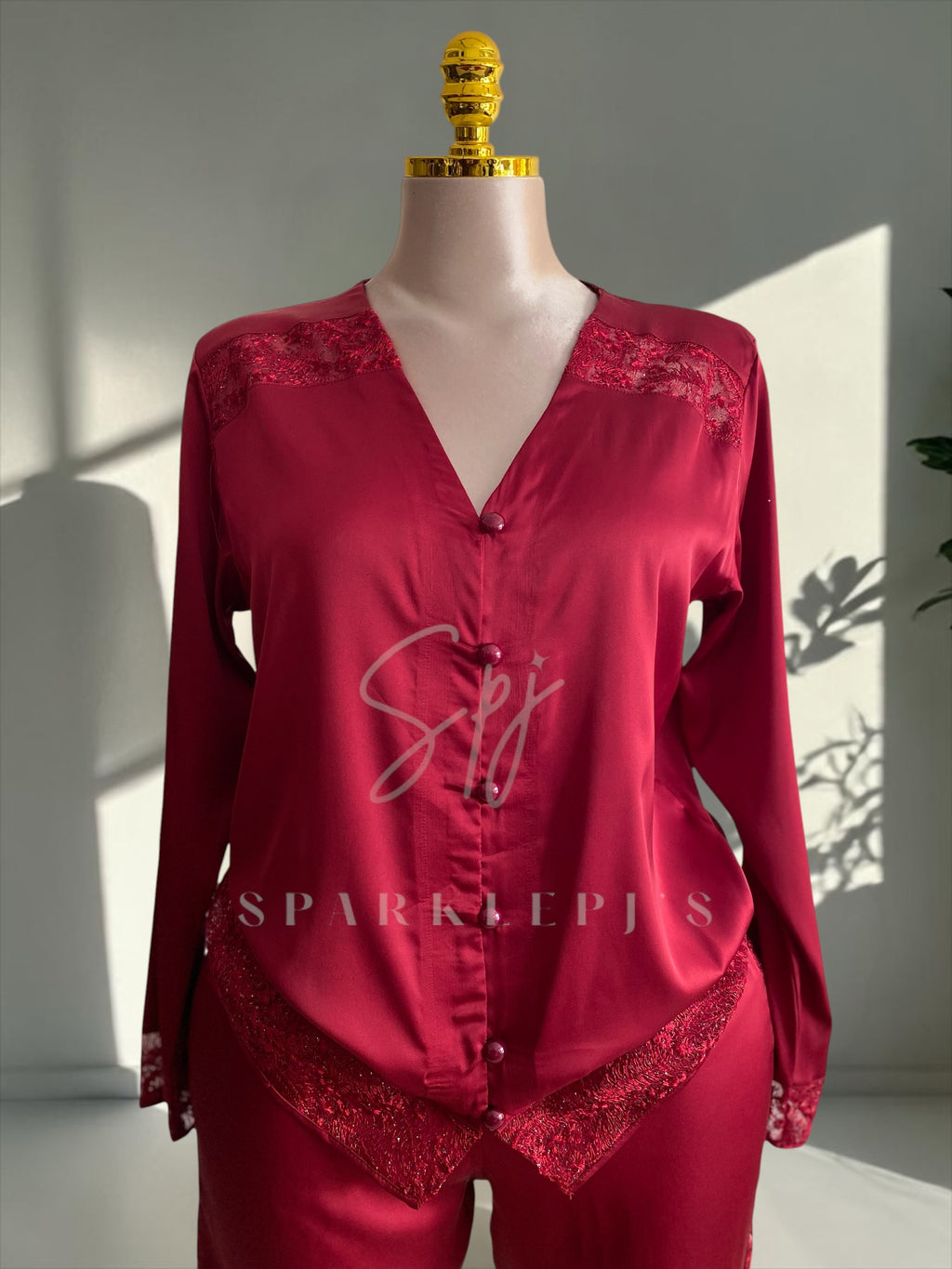 Elegant Satin Lace Pajama Set