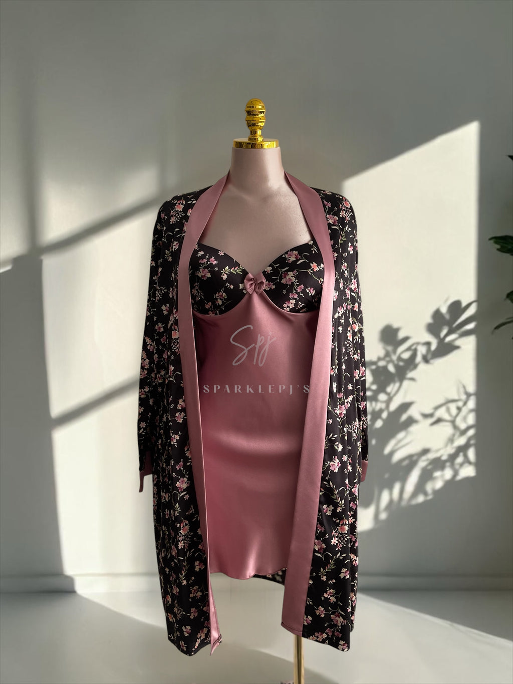 Floral Satin Robe Set