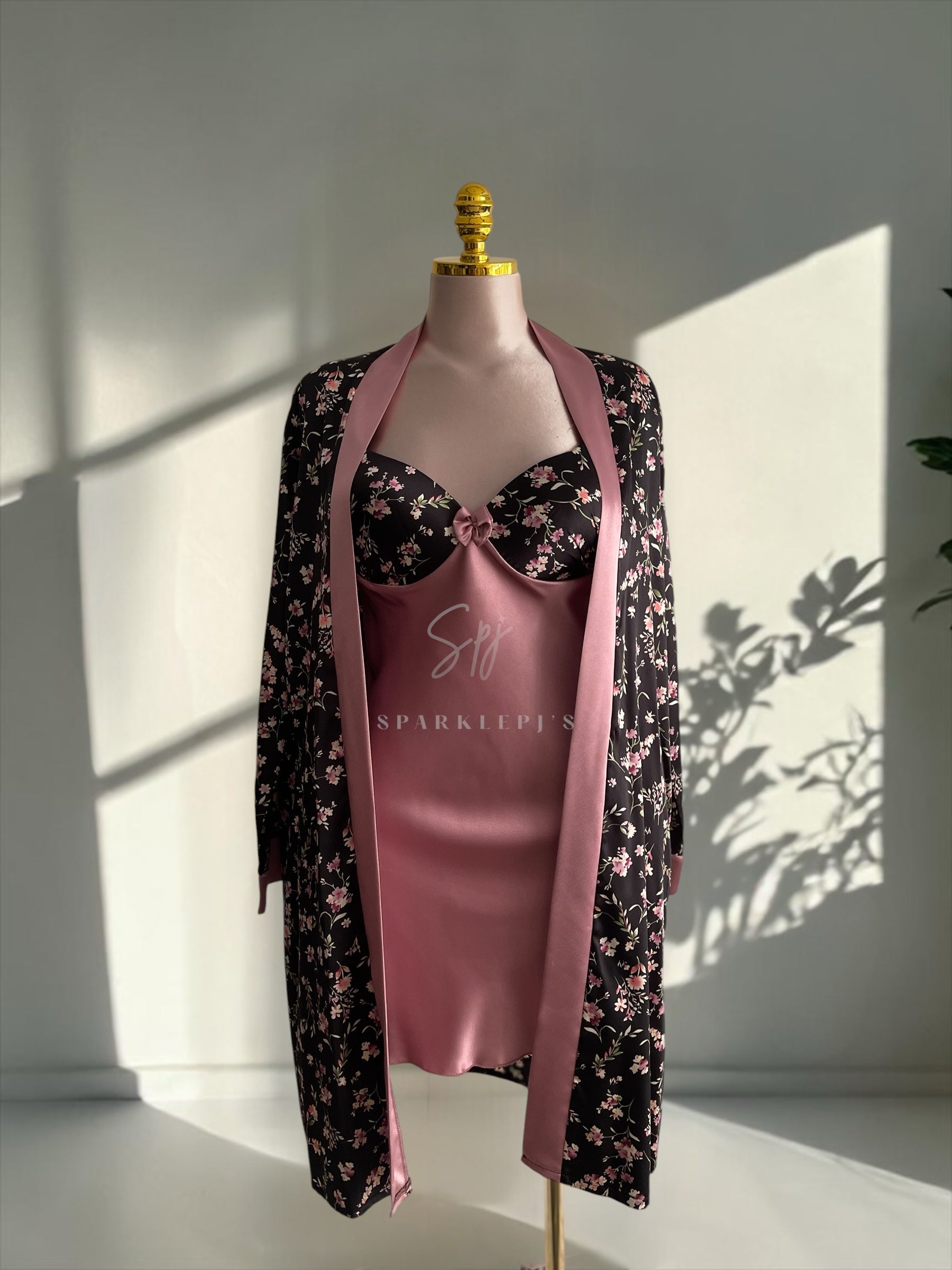 Floral Satin Robe Set