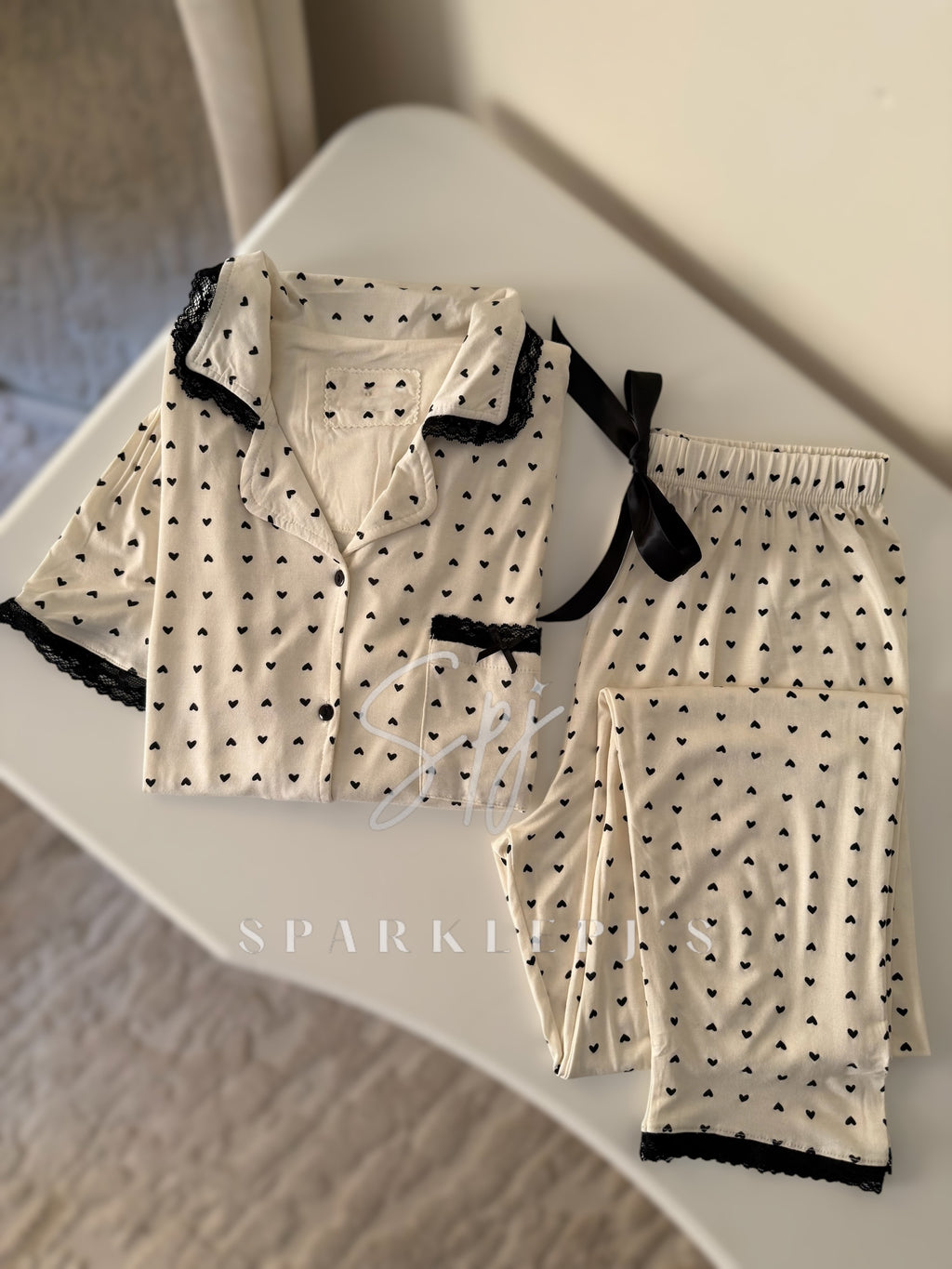 Heart Print Pajama Set