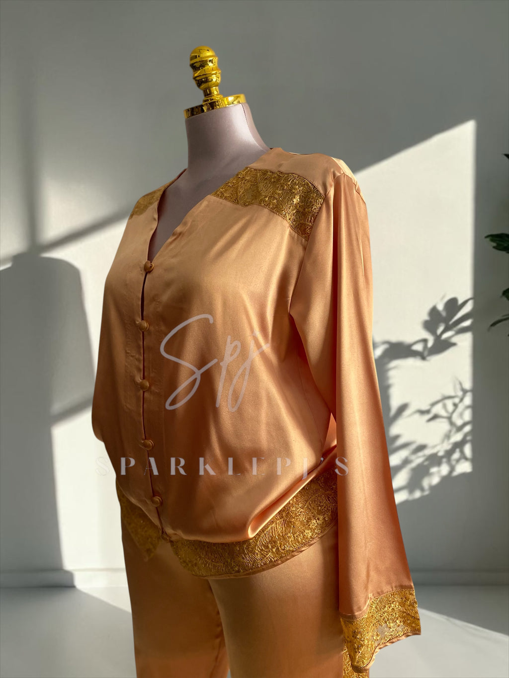 Elegant Satin Lace Pajama Set