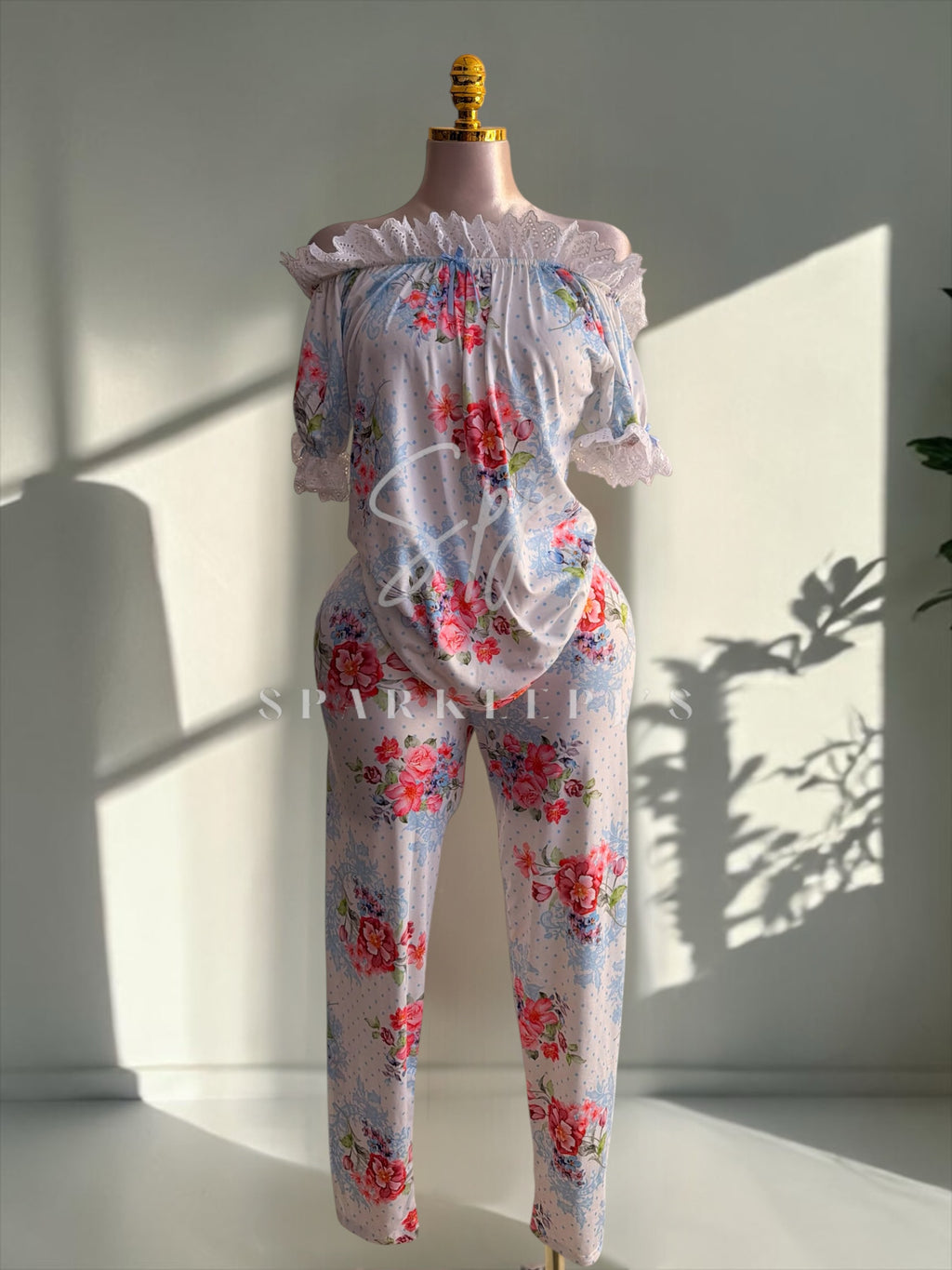 Floral Off-Shoulder Pajama Set