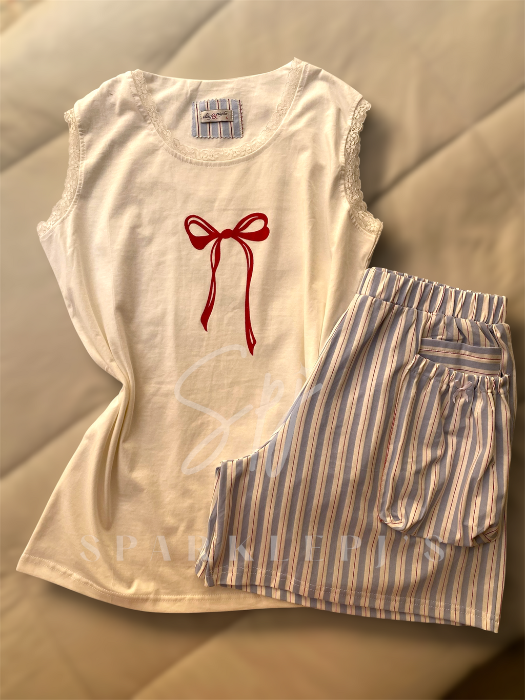 Ribbon Lounge Shorts Set
