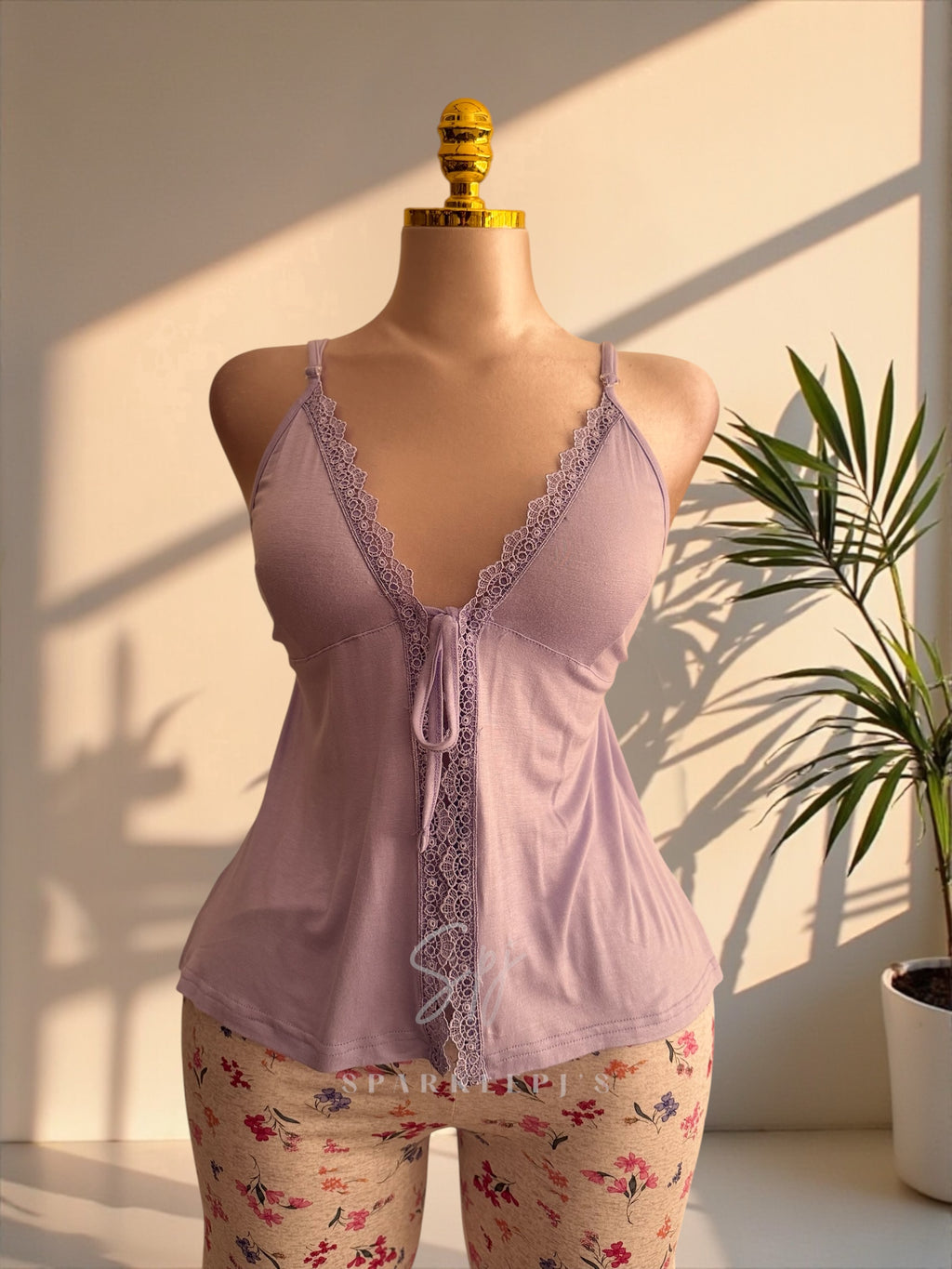 Blush Bloom Tie-Front Pajama Set
