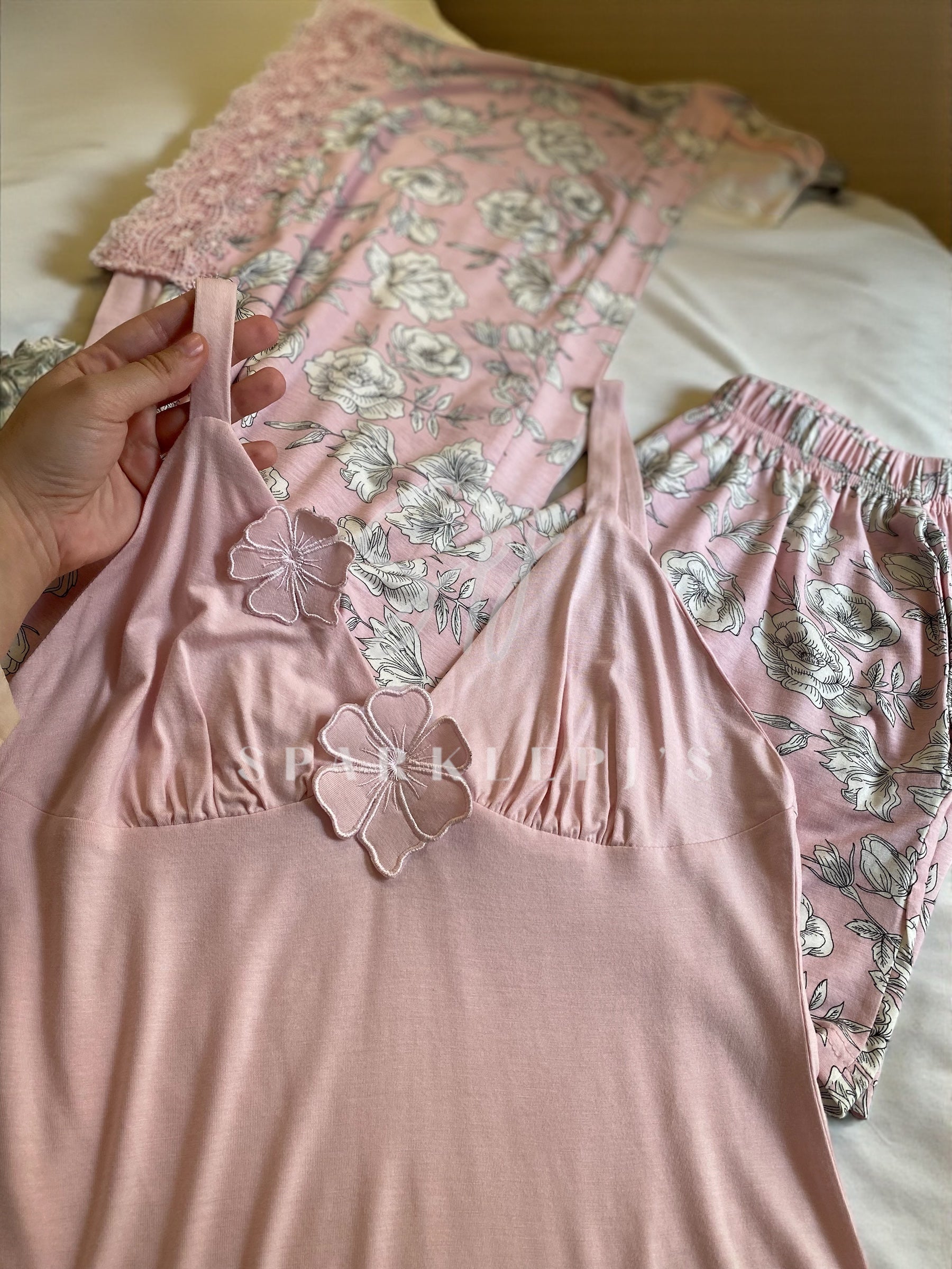Pink Blossom 3-Piece Pajama Set