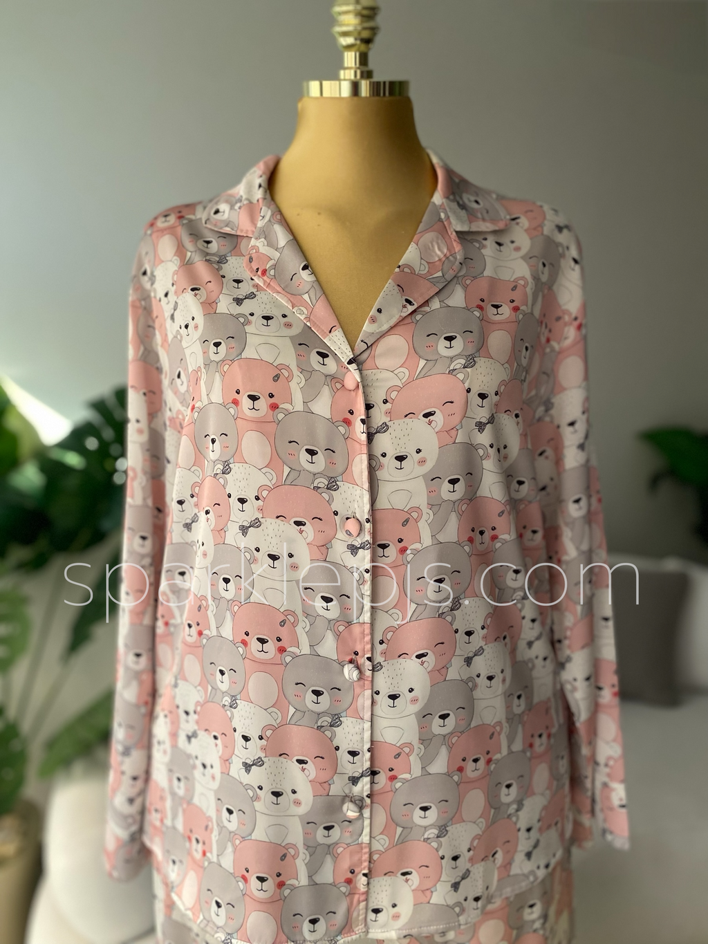 "Blush Bear" Silken Pajamas