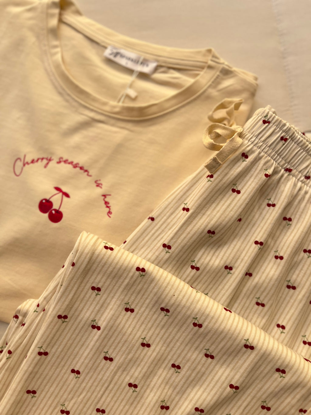 Cherry Dream Ribbed Pajama Set