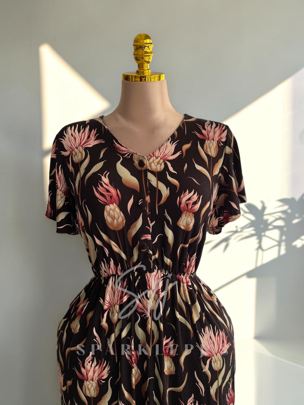 Floral Black Nightshirt