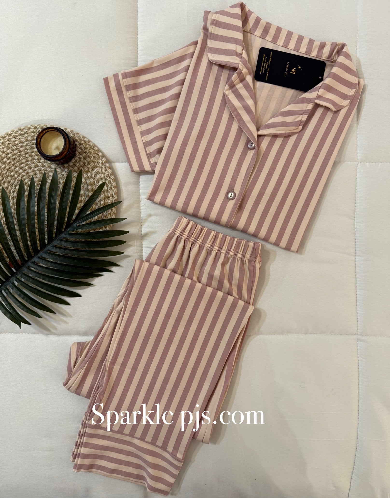 Cream classic striped pajamas