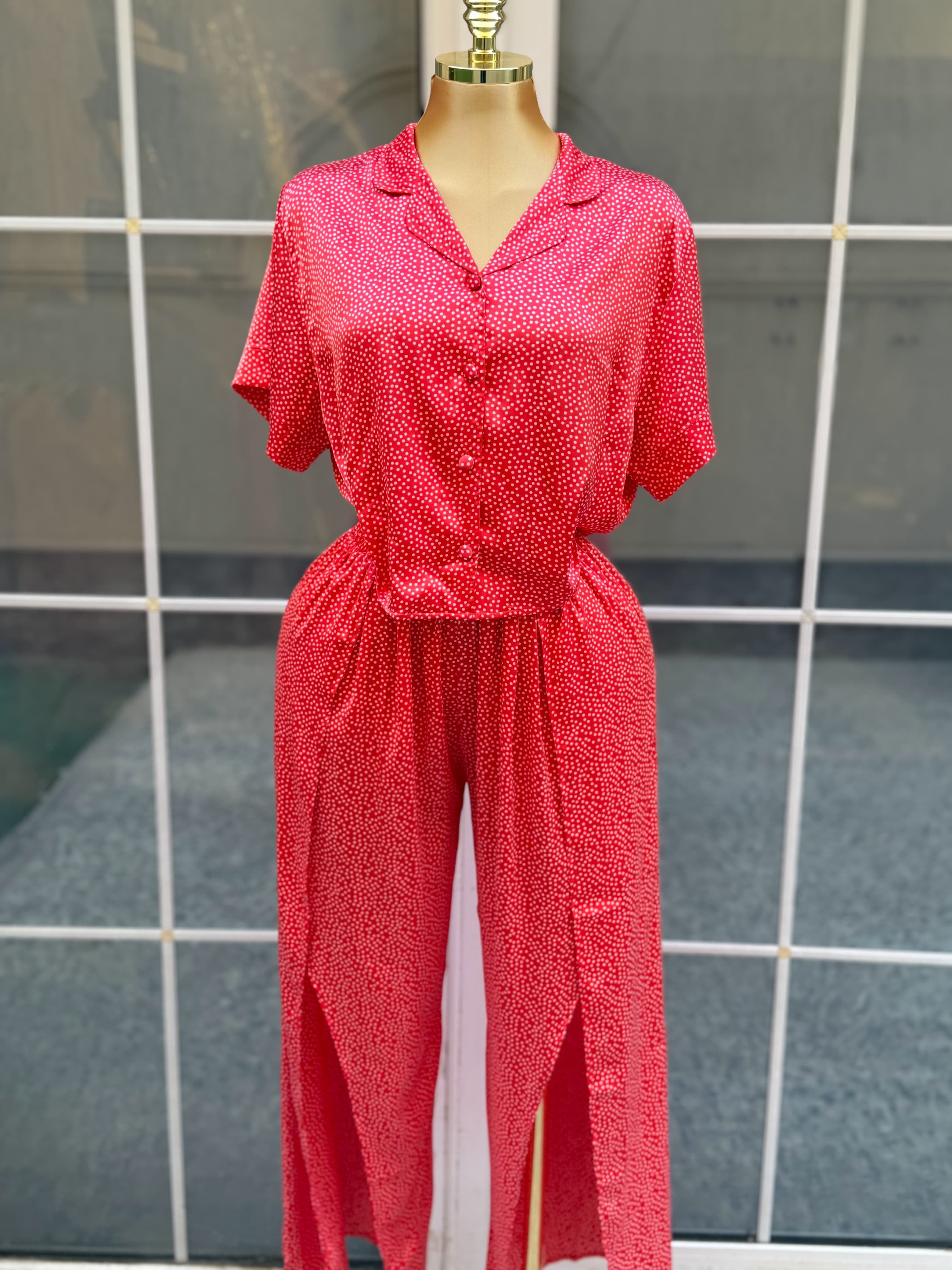 Satin Dots Half-sleeves pyj