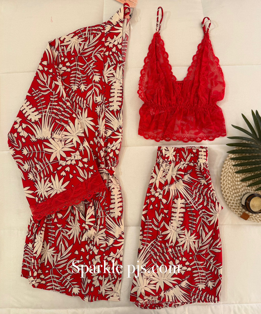 Palm Bliss Lace & Robe Sleep Set
