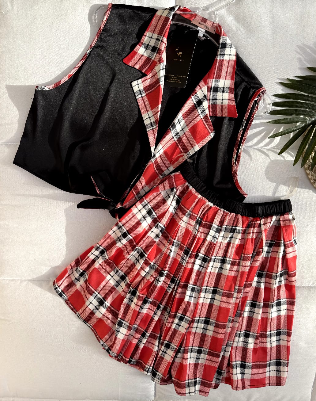 Plaid Charm skirt Set