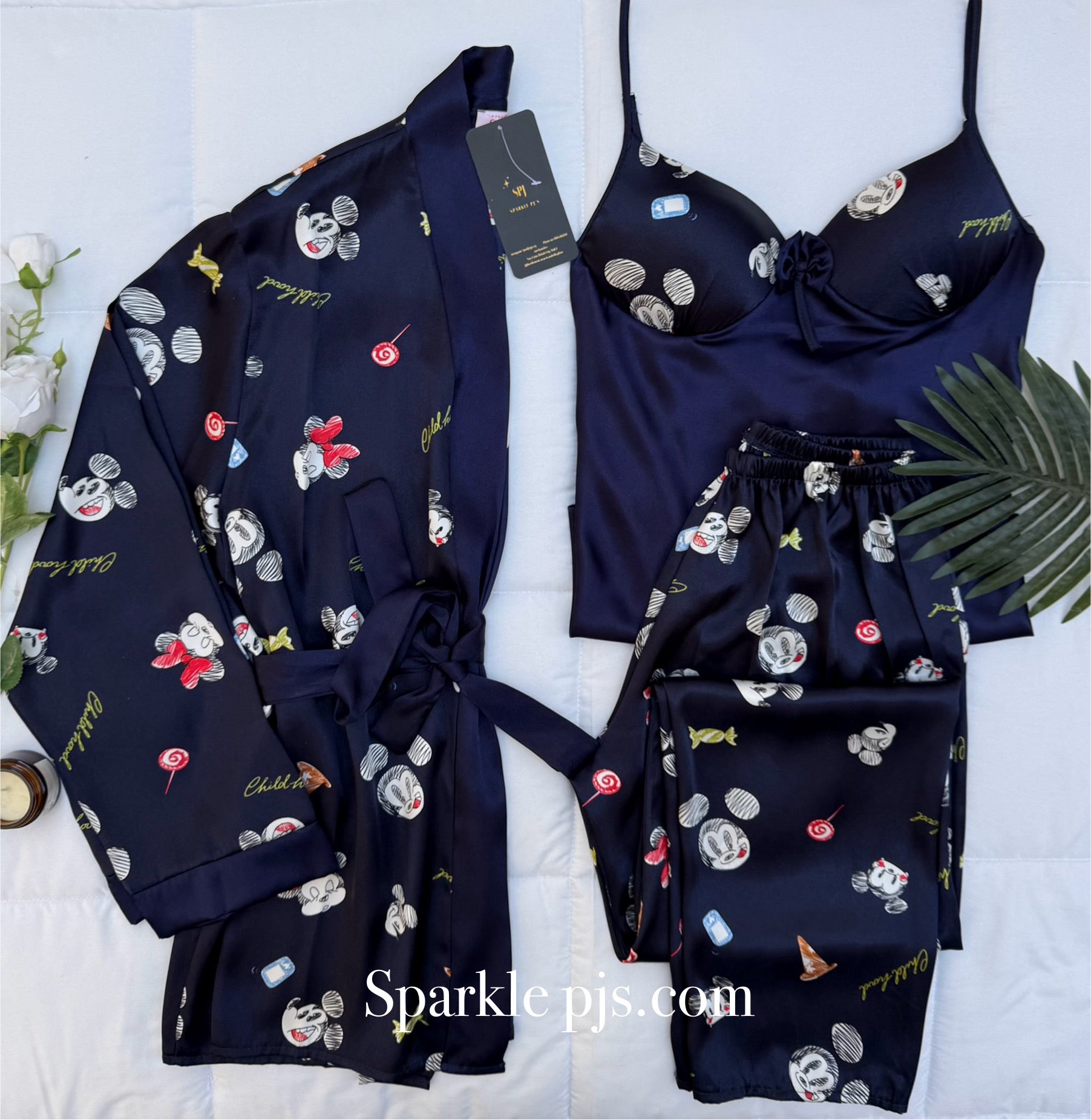 Midnight Cartoon Satin Lounge Set