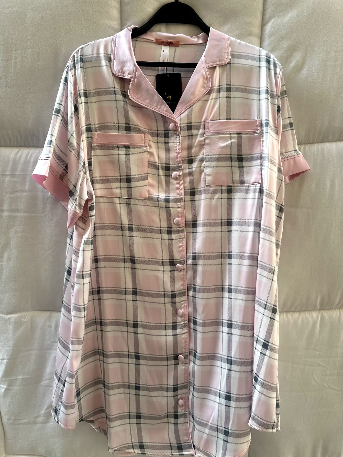 Satin Plaid  Night dress