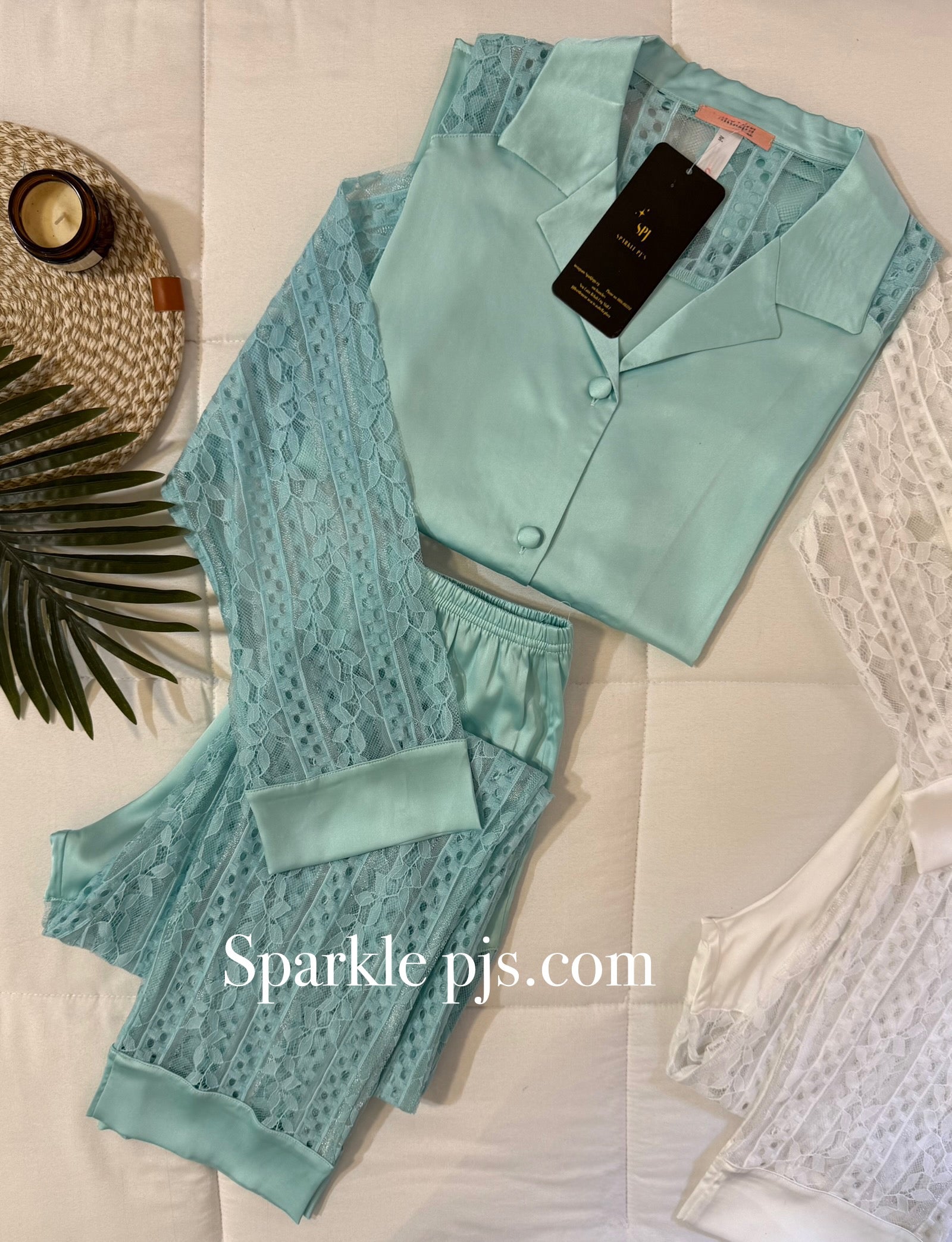 Matching lace-trimmed pants