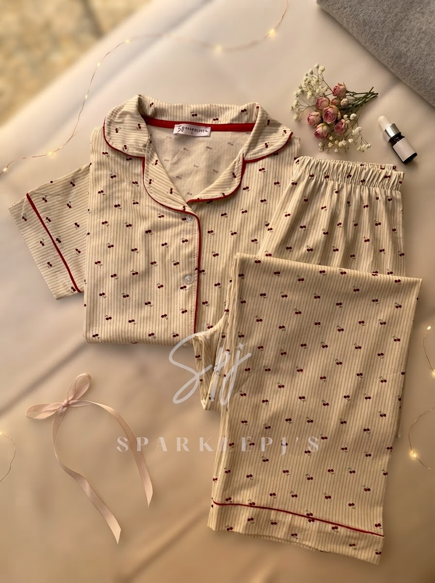 Cherry Love Ribbed Pajama Set