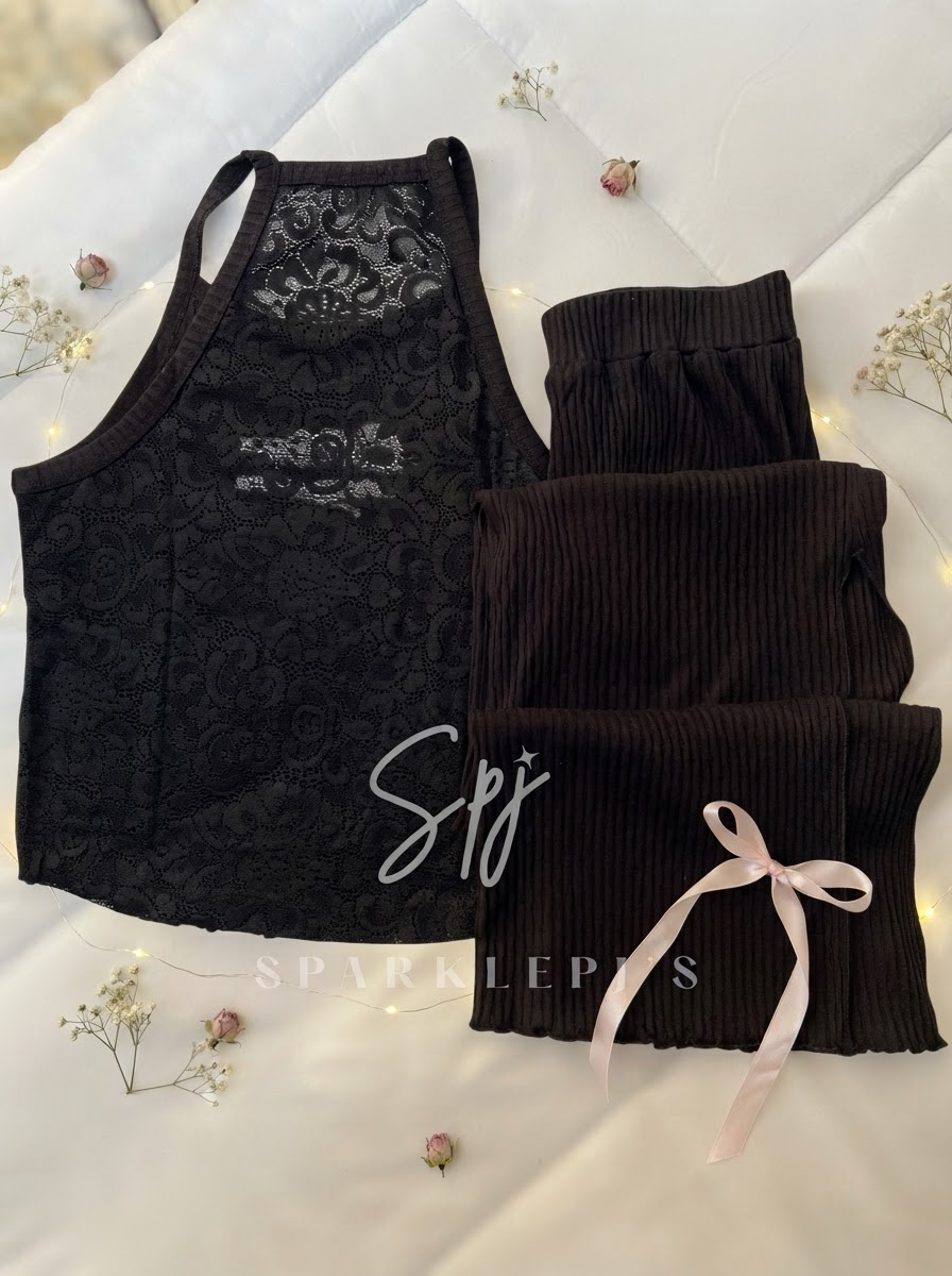 Caviar Lace Back Pajama Set