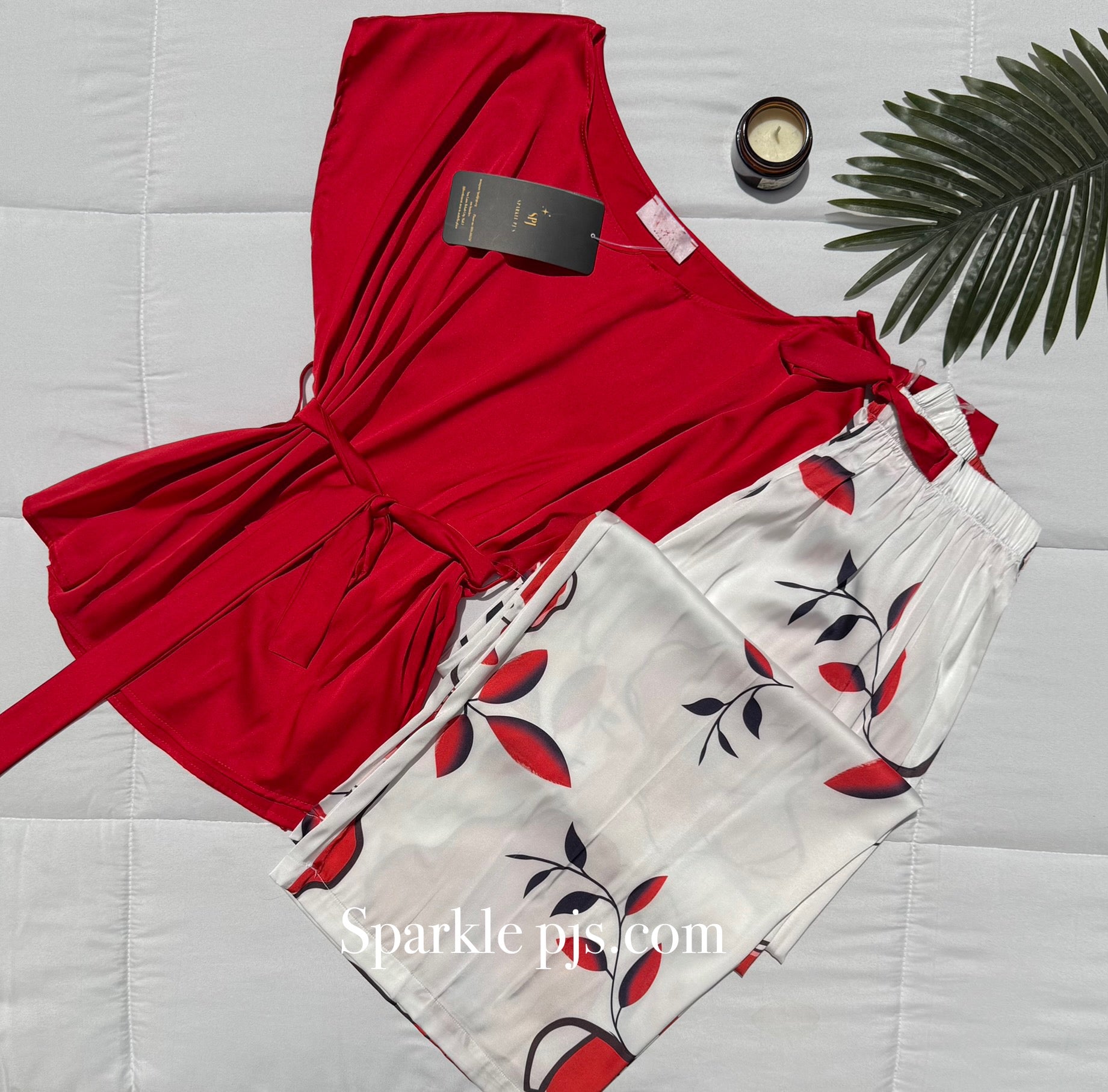 Floral satin lounge set