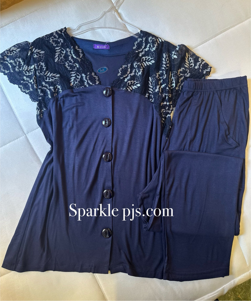 Lace Button-Down Pajama