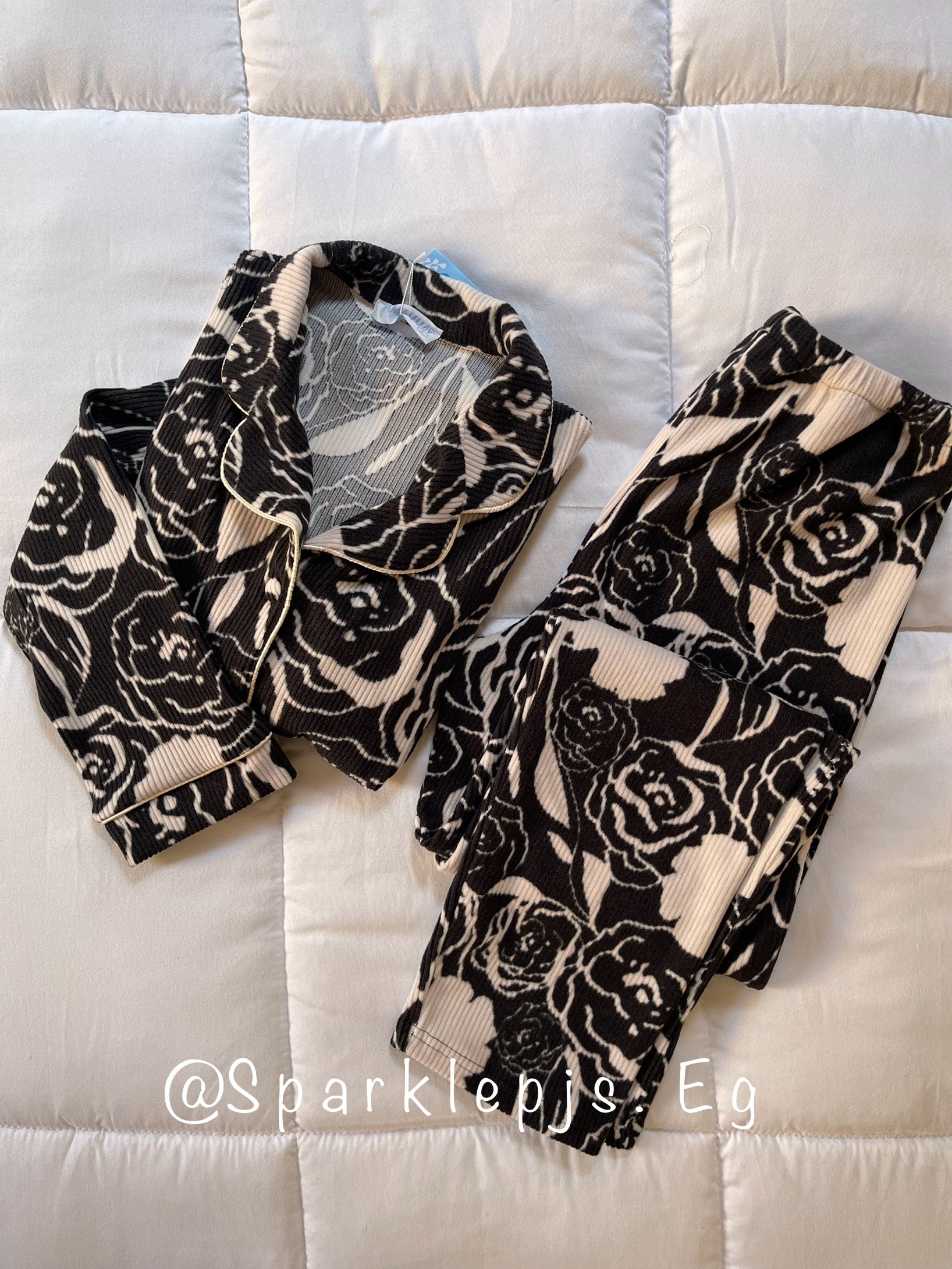Black floral ripped pajama