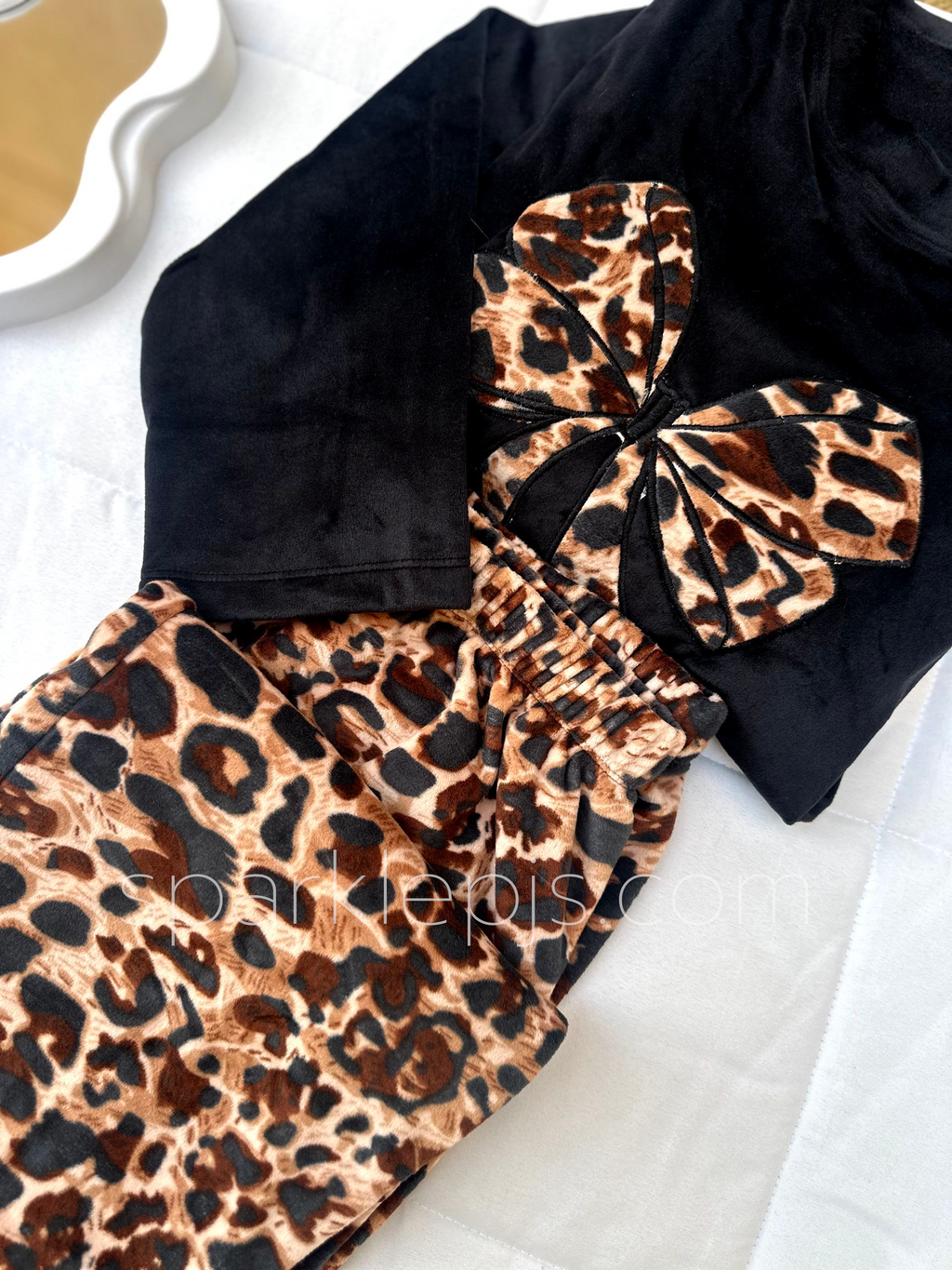 Tiger Bow Pajama Set - Plus Size