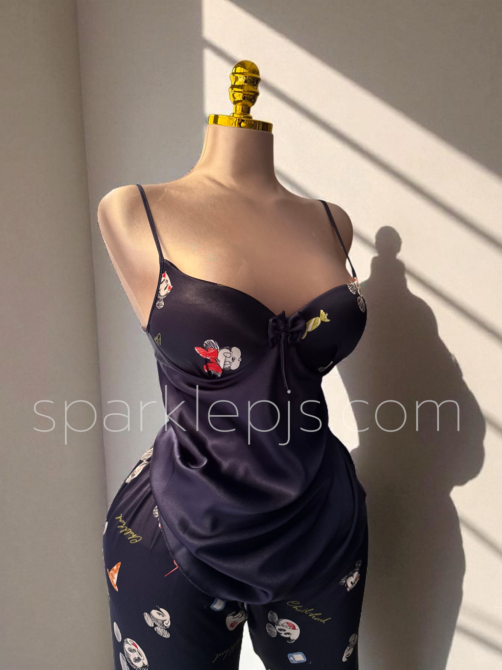 Midnight Cartoon Satin Lounge Set