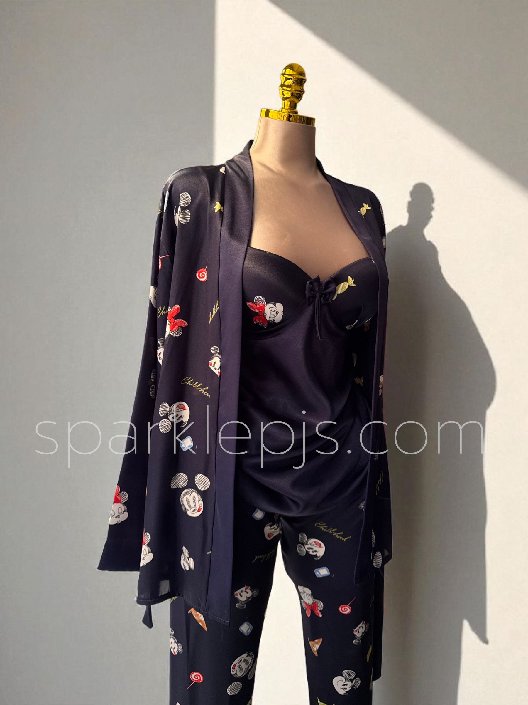 Midnight Cartoon Satin Lounge Set