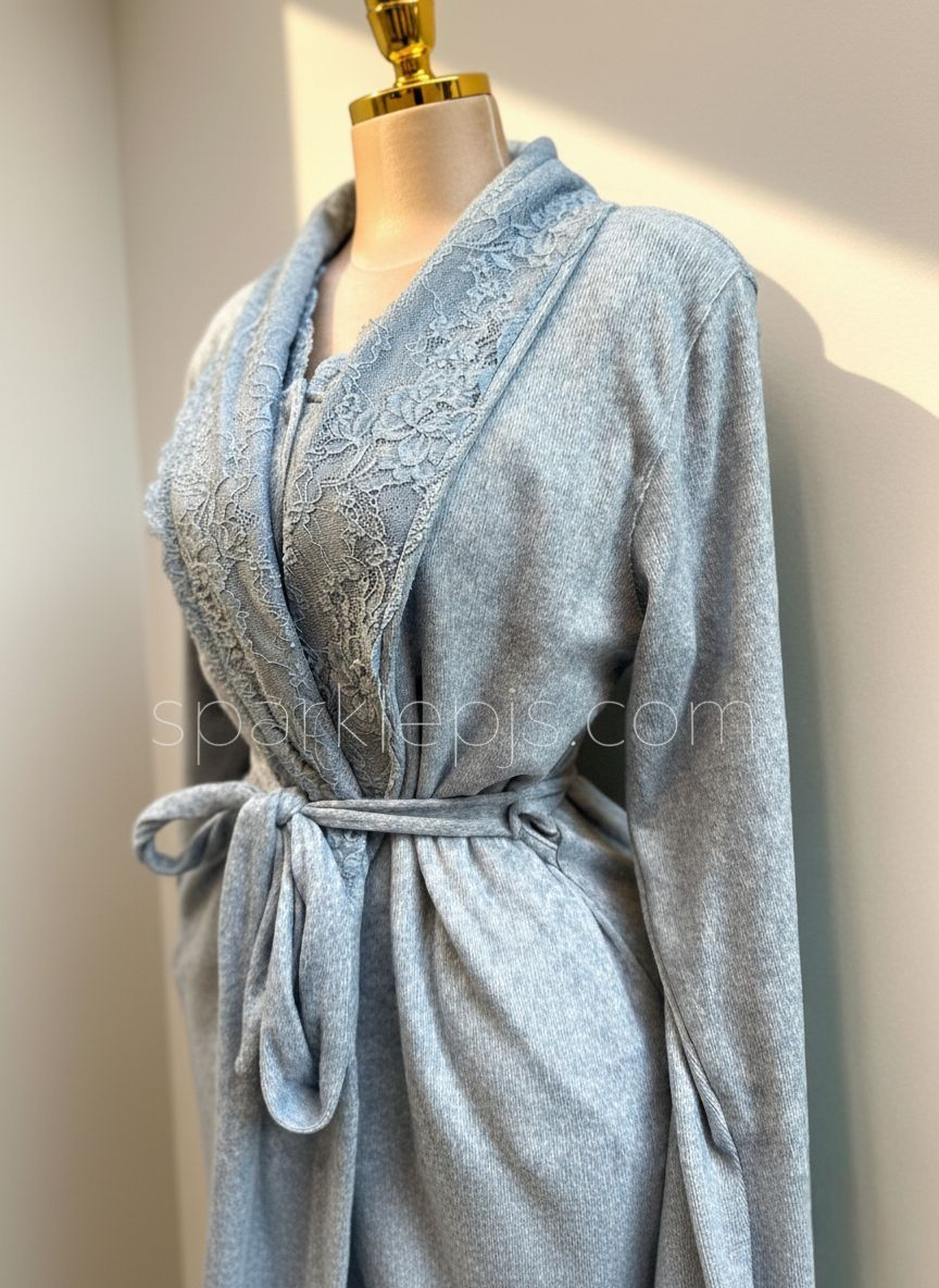 Chenille Collar Robe & Sleep Dress