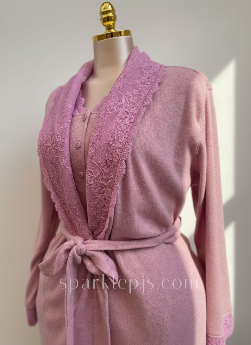 Chenille Collar Robe & Sleep Dress