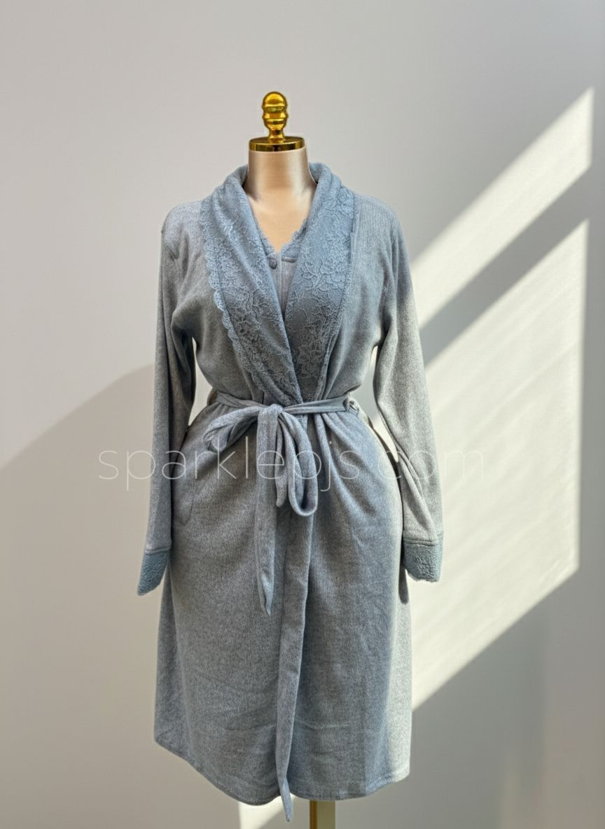 Chenille Collar Robe & Sleep Dress