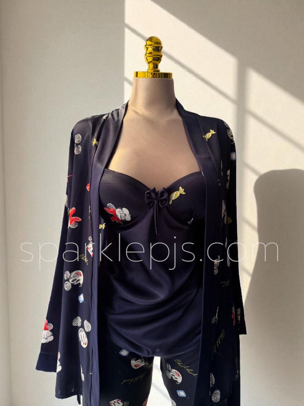 Midnight Cartoon Satin Lounge Set