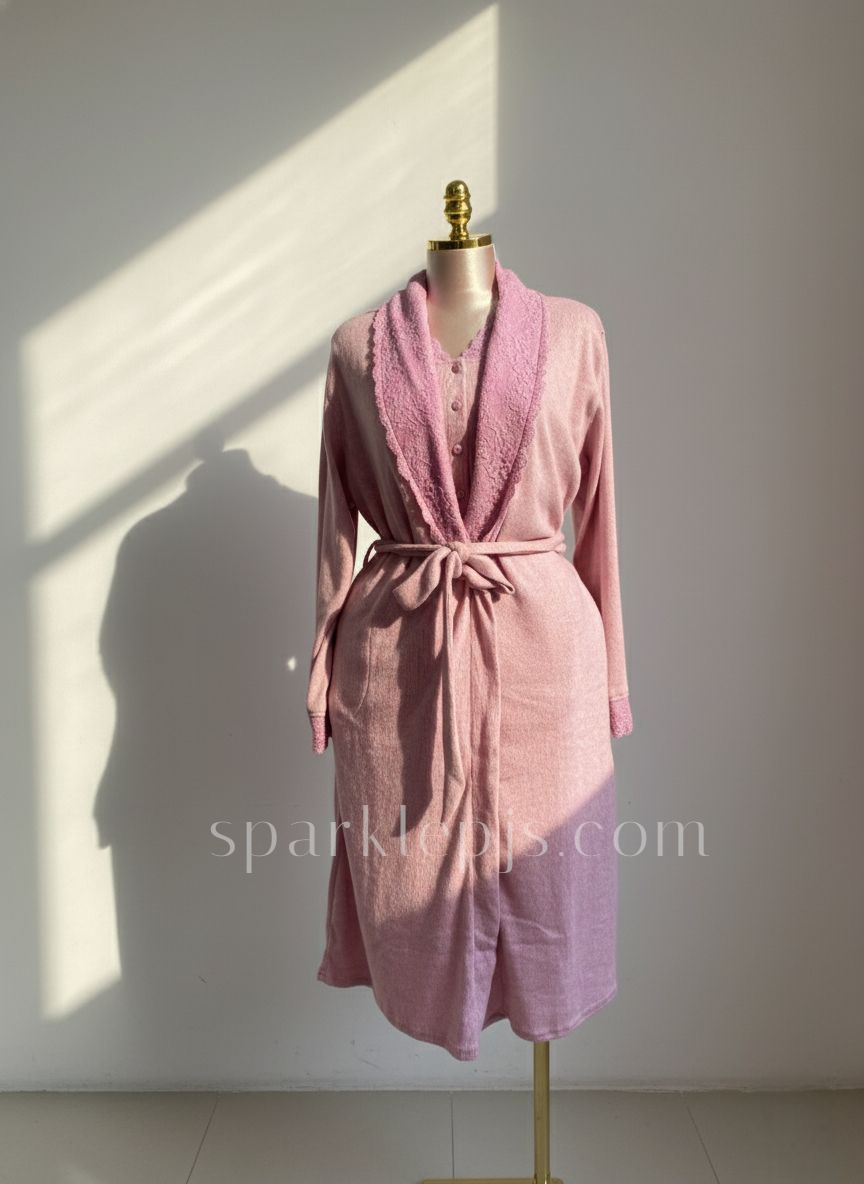 Chenille Collar Robe & Sleep Dress