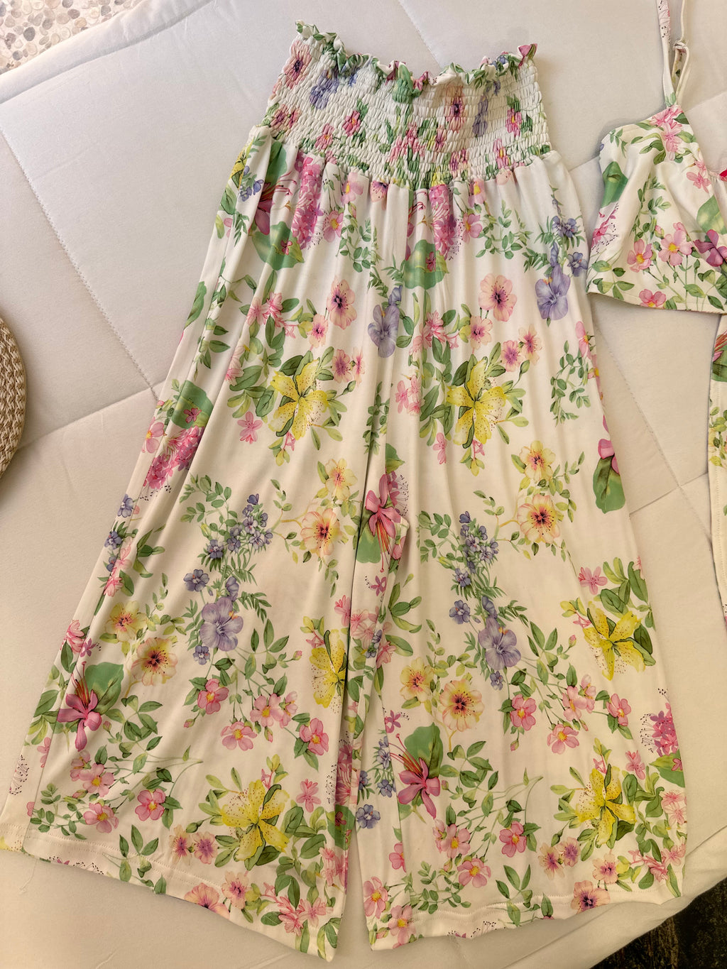 white floral two-piece set
