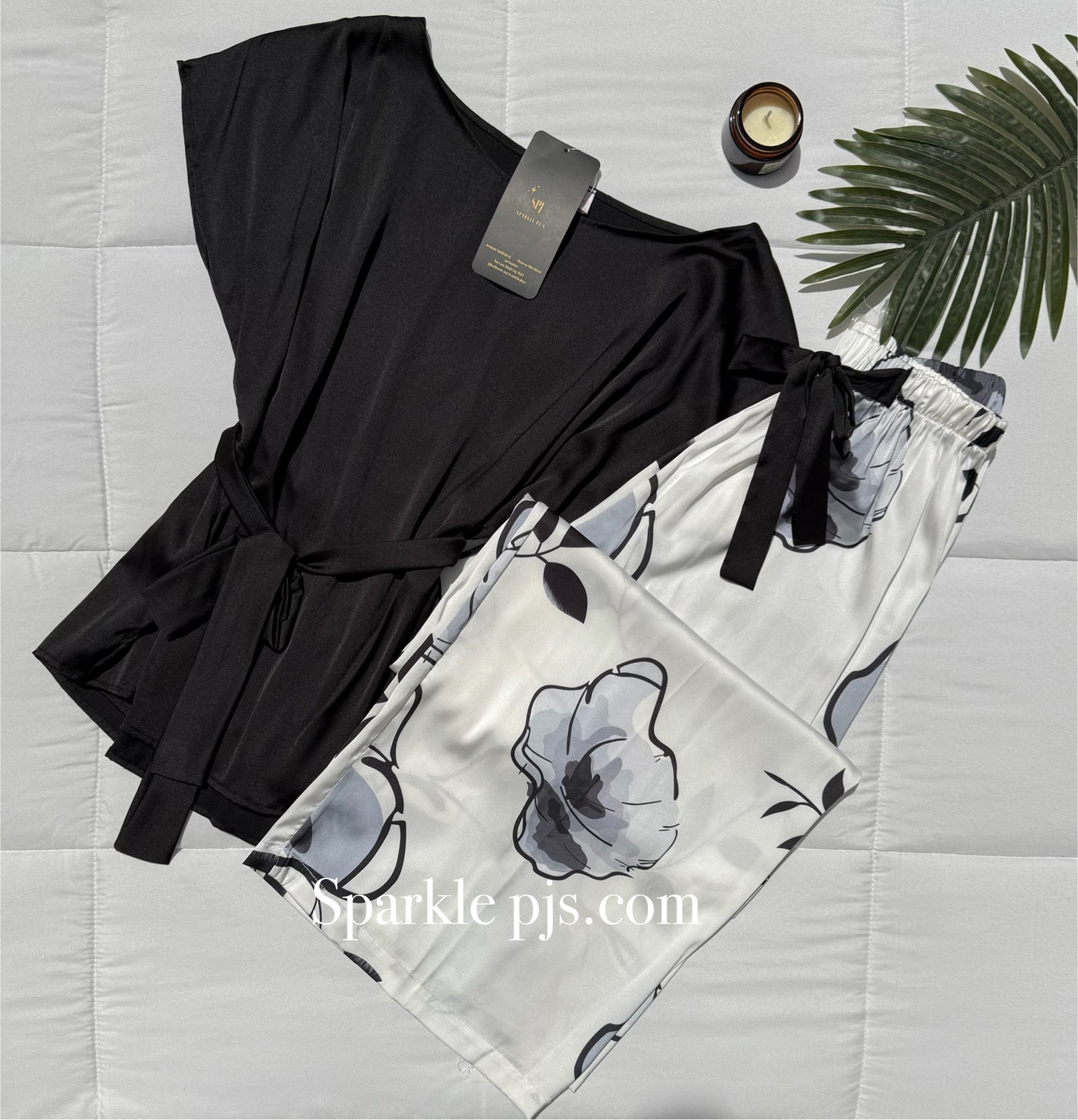 Floral satin lounge set