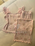 Teddy Bow Ribbed Pajama Set