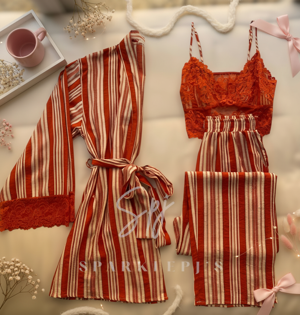 Midnight Elegance Three-Piece Pajama Set