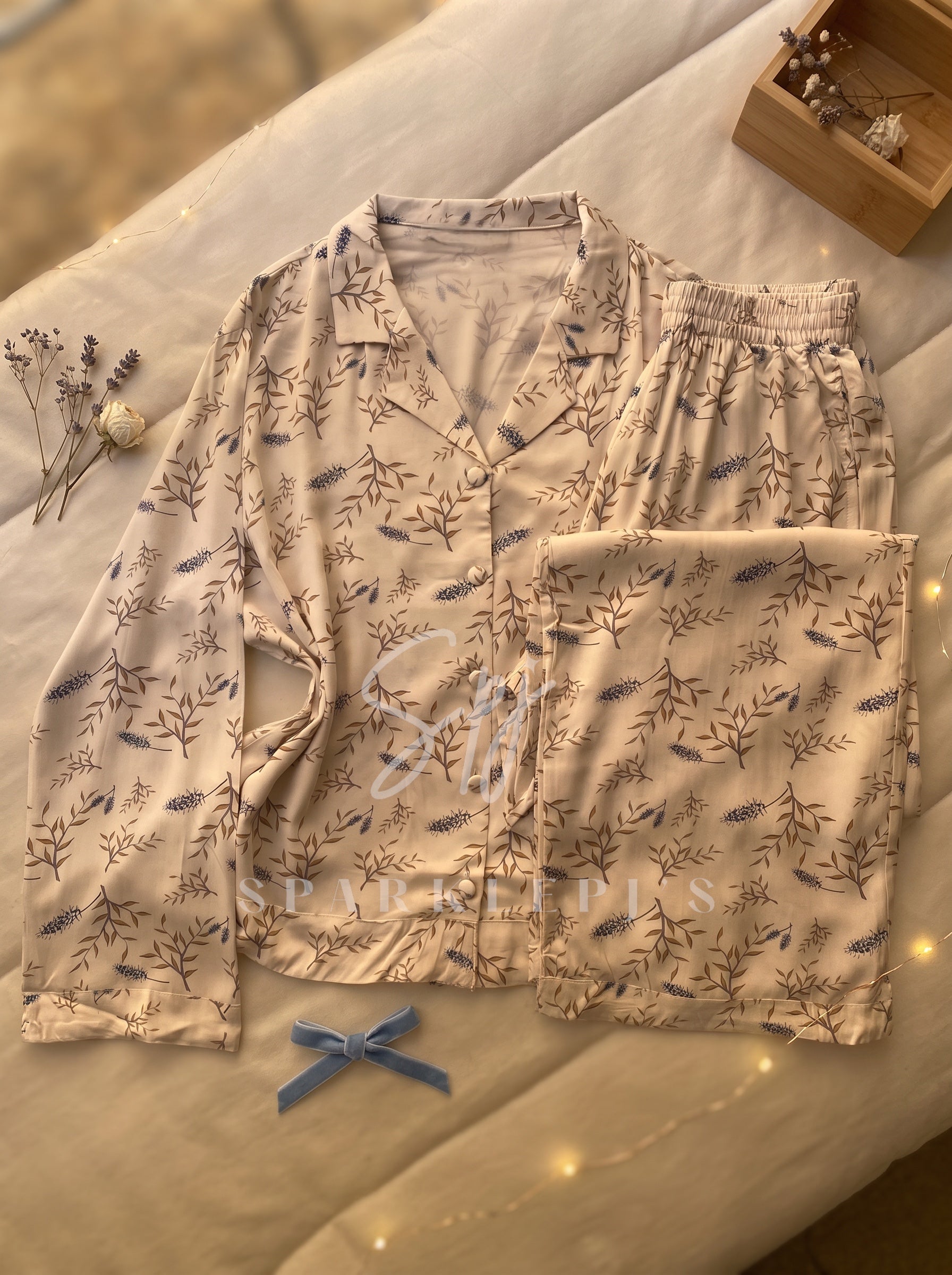 Buttoned Viscose Floral Pajama